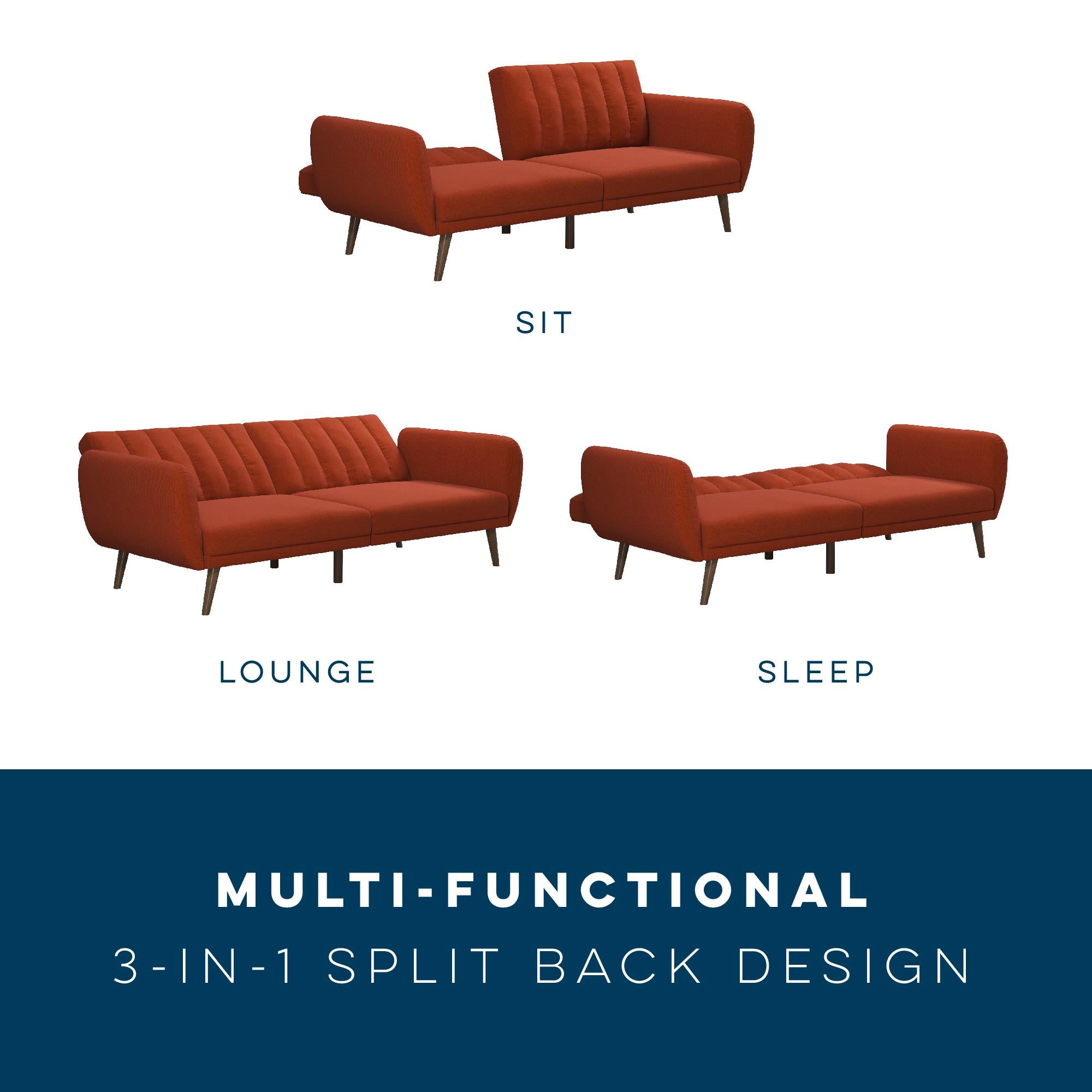 Novogratz Brittany Futon Sofa Bed - Orange