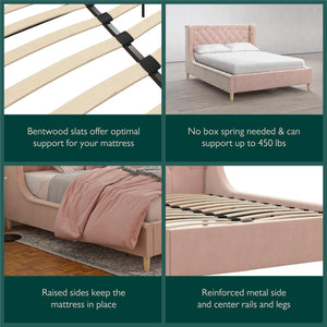 Max & Finn Ambrosia Upholstered Bed - Pink - Full