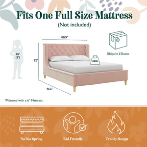 Max & Finn Ambrosia Upholstered Bed - Pink - Full