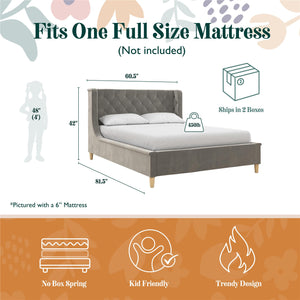 Max & Finn Ambrosia Upholstered Bed - Gray - Full