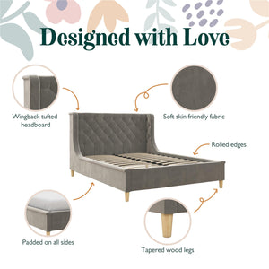 Max & Finn Ambrosia Upholstered Bed - Gray - Full
