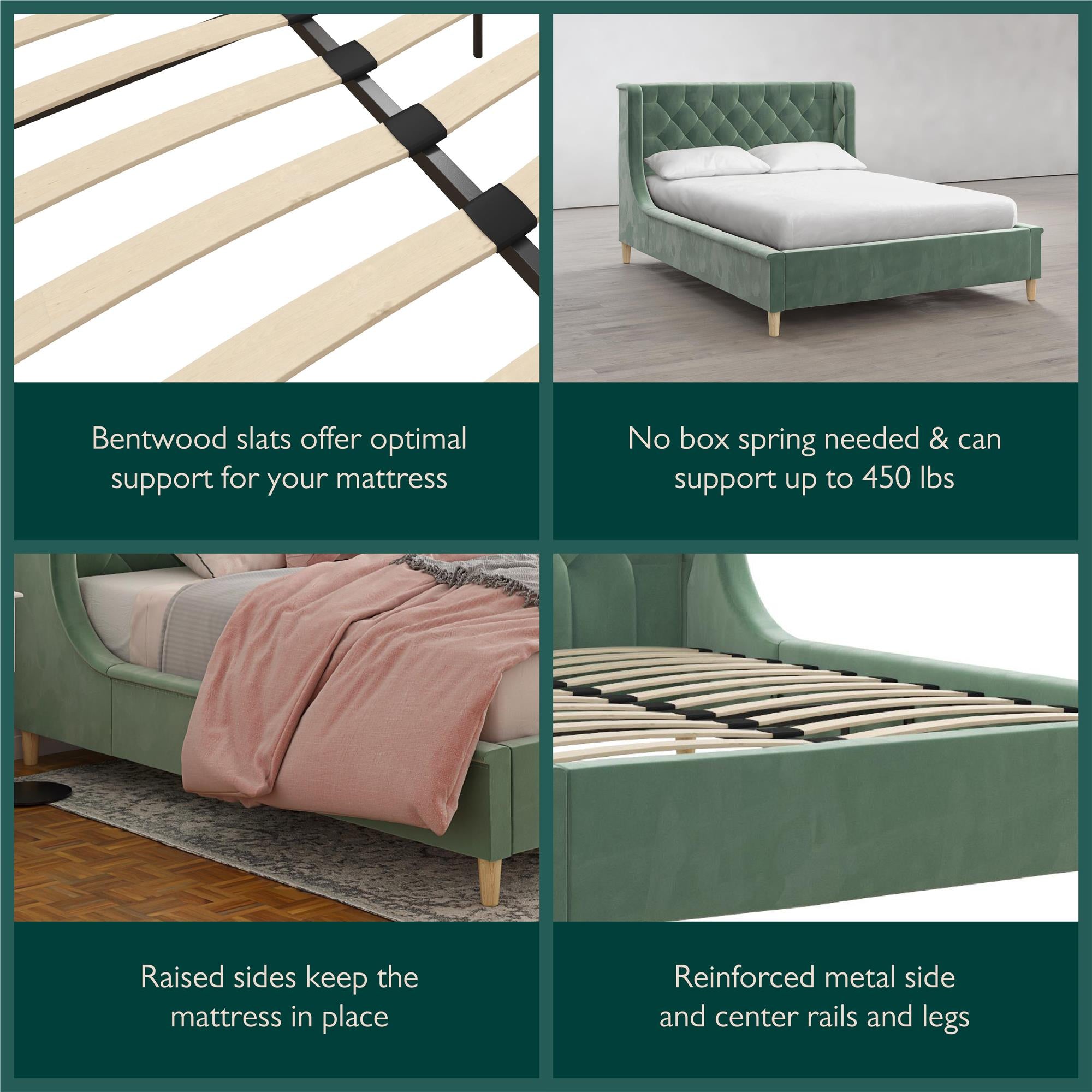 Max & Finn Ambrosia Upholstered Bed - Teal - Full