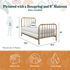 Max & Finn Wren Metal Bed - Gold - Twin