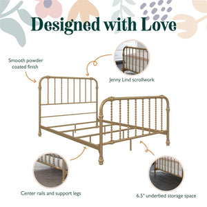 Max & Finn Wren Metal Bed - Gold - Full