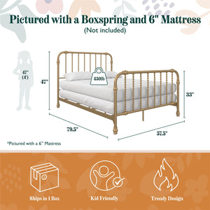 Max & Finn Wren Metal Bed - Gold - Full