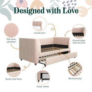 Max & Finn Valentina Upholstered Daybed and Trundle - Pink - Twin