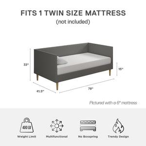 DHP Franklin Mid Century Daybed - Grey Linen - Twin