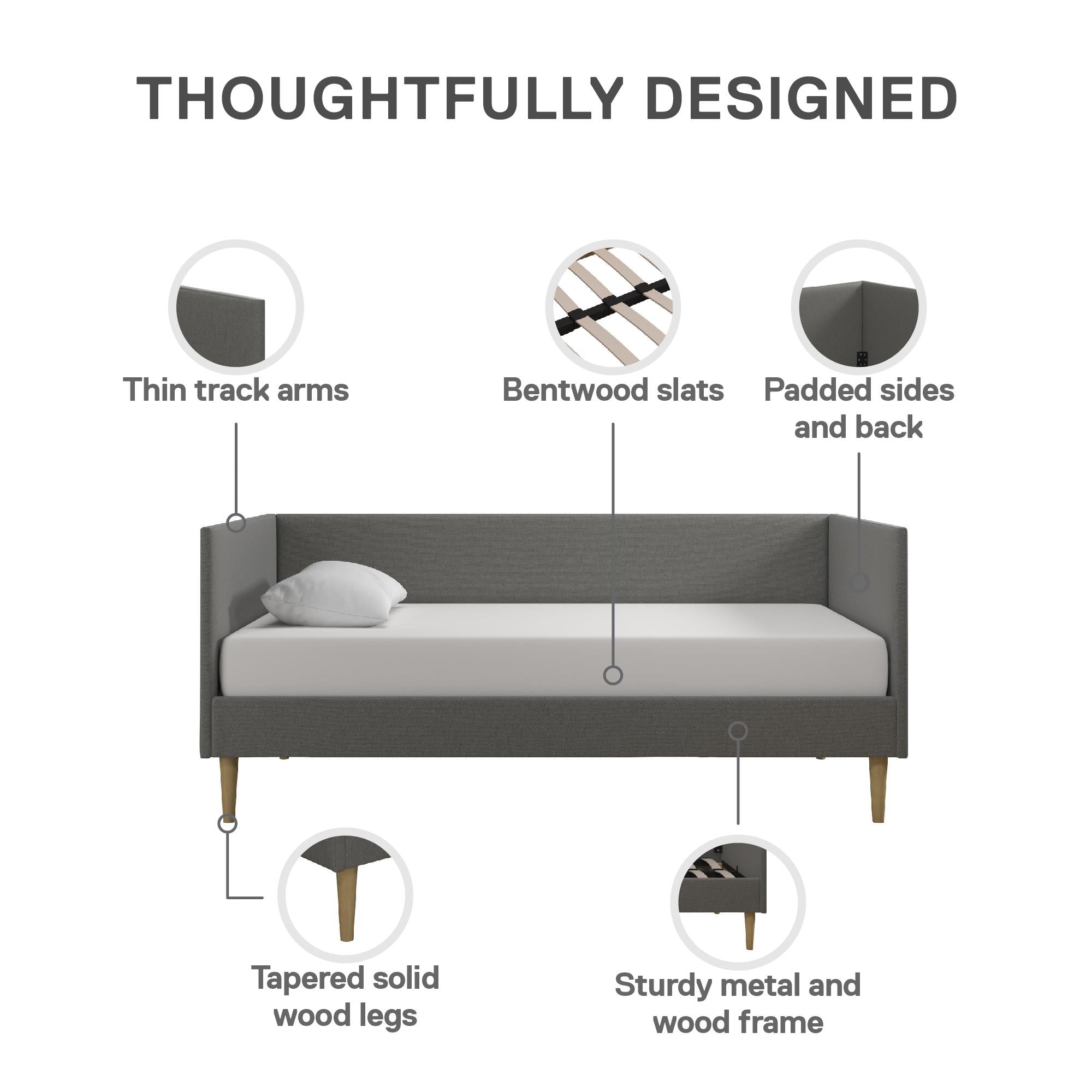 DHP Franklin Mid Century Daybed - Grey Linen - Twin