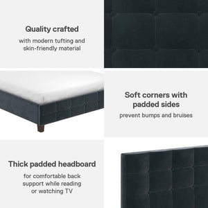 DHP Rose Upholstered Bed Frame - Blue Velvet - Queen