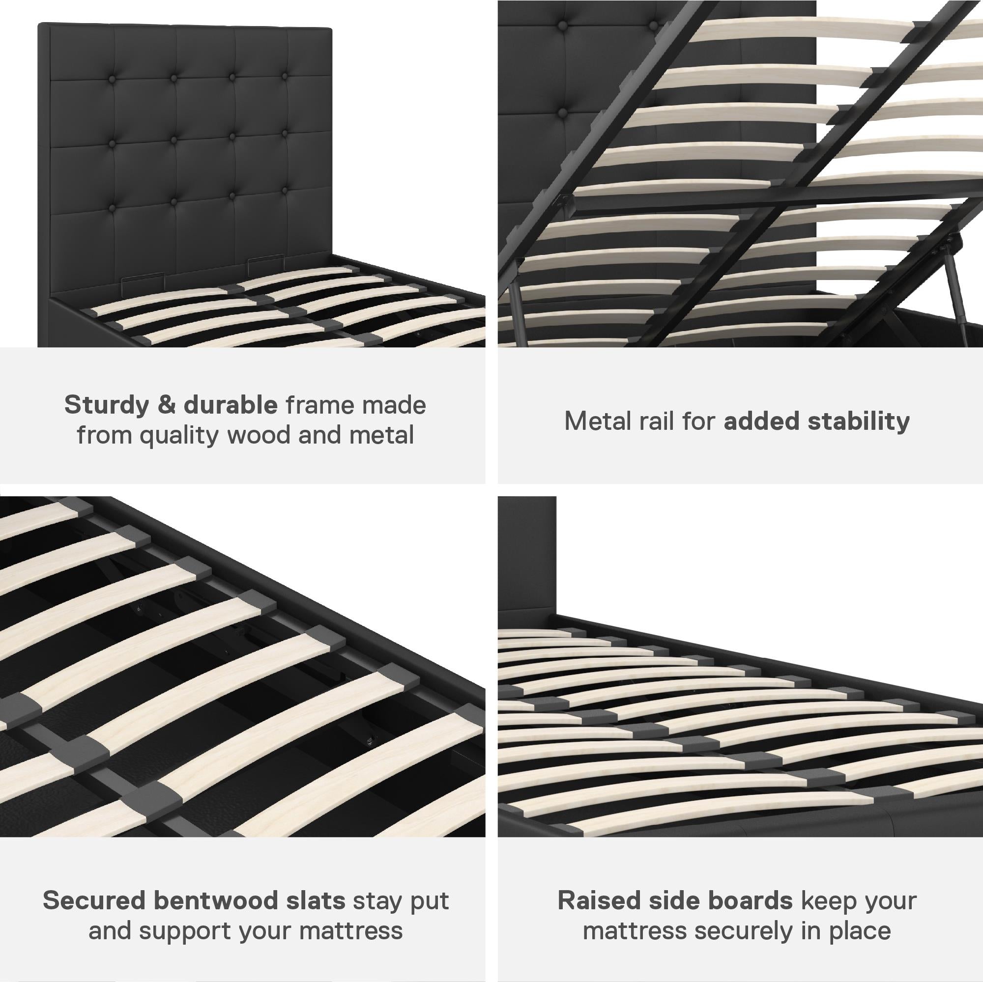 DHP Cambridge Upholstered Bed with Storage - Black - Twin