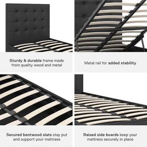 DHP Cambridge Upholstered Bed with Storage - Black - Twin