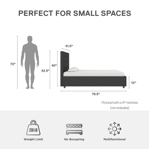 DHP Cambridge Upholstered Bed with Storage - Black - Twin