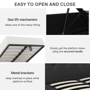 DHP Cambridge Upholstered Bed with Storage - Black - Twin