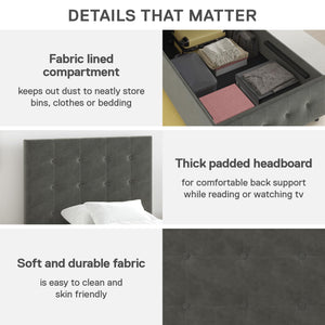 DHP Cambridge Upholstered Bed with Storage - Gray - Twin