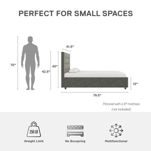 DHP Cambridge Upholstered Bed with Storage - Gray - Twin