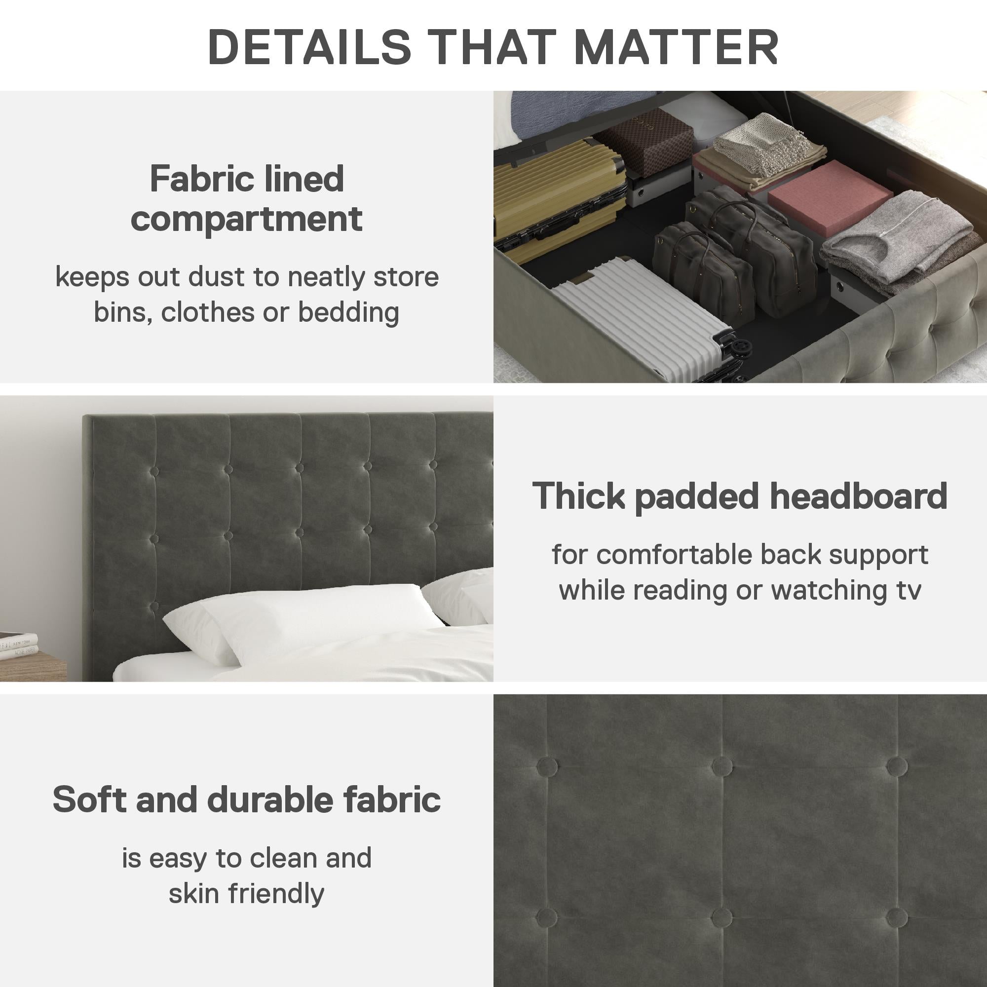 DHP Cambridge Upholstered Bed with Storage - Gray - Queen