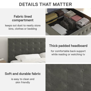 DHP Cambridge Upholstered Bed with Storage - Gray - Queen