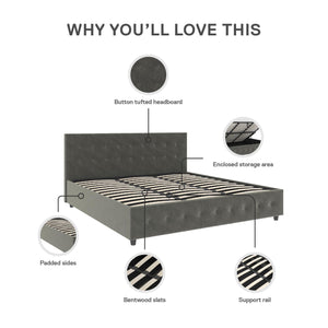 DHP Cambridge Upholstered Bed with Storage - Gray - King