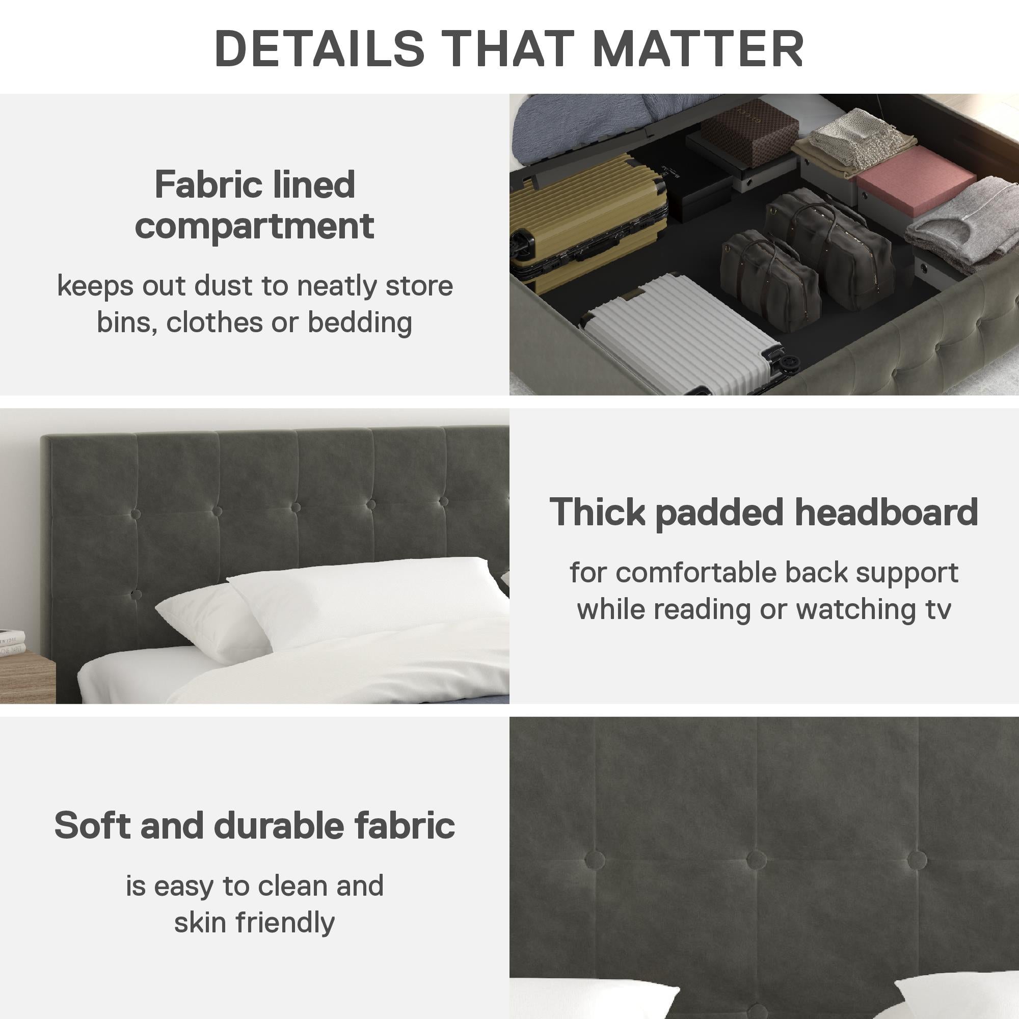 DHP Cambridge Upholstered Bed with Storage - Gray - King