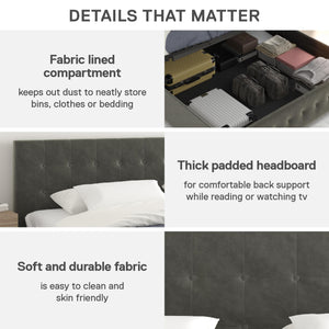 DHP Cambridge Upholstered Bed with Storage - Gray - King