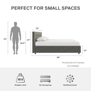 DHP Cambridge Upholstered Bed with Storage - Gray - King
