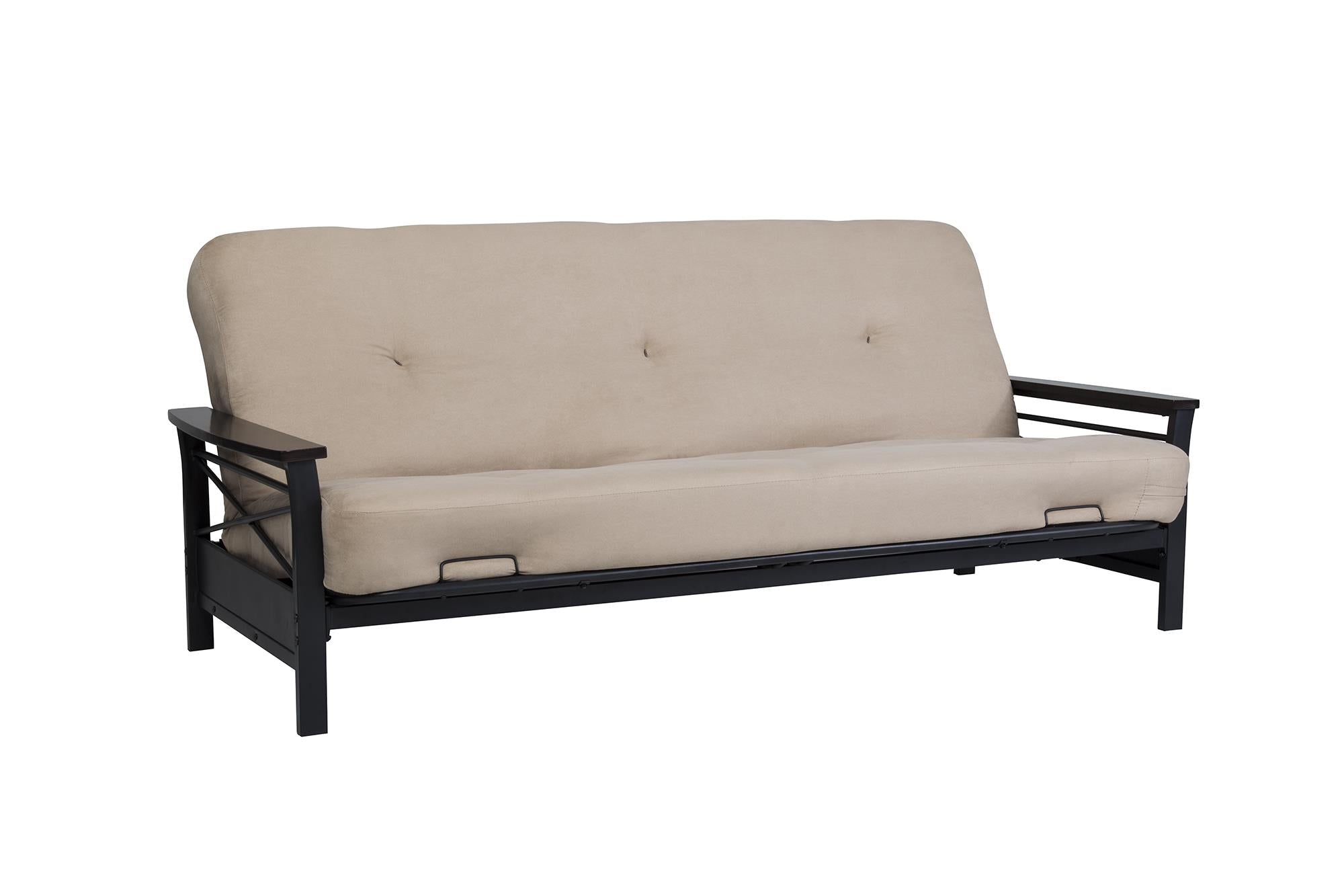 DHP Nadine Metal Futon Frame with Wood Arms - Black - Full