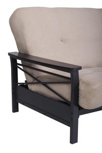 DHP Nadine Metal Futon Frame with Wood Arms - Black - Full