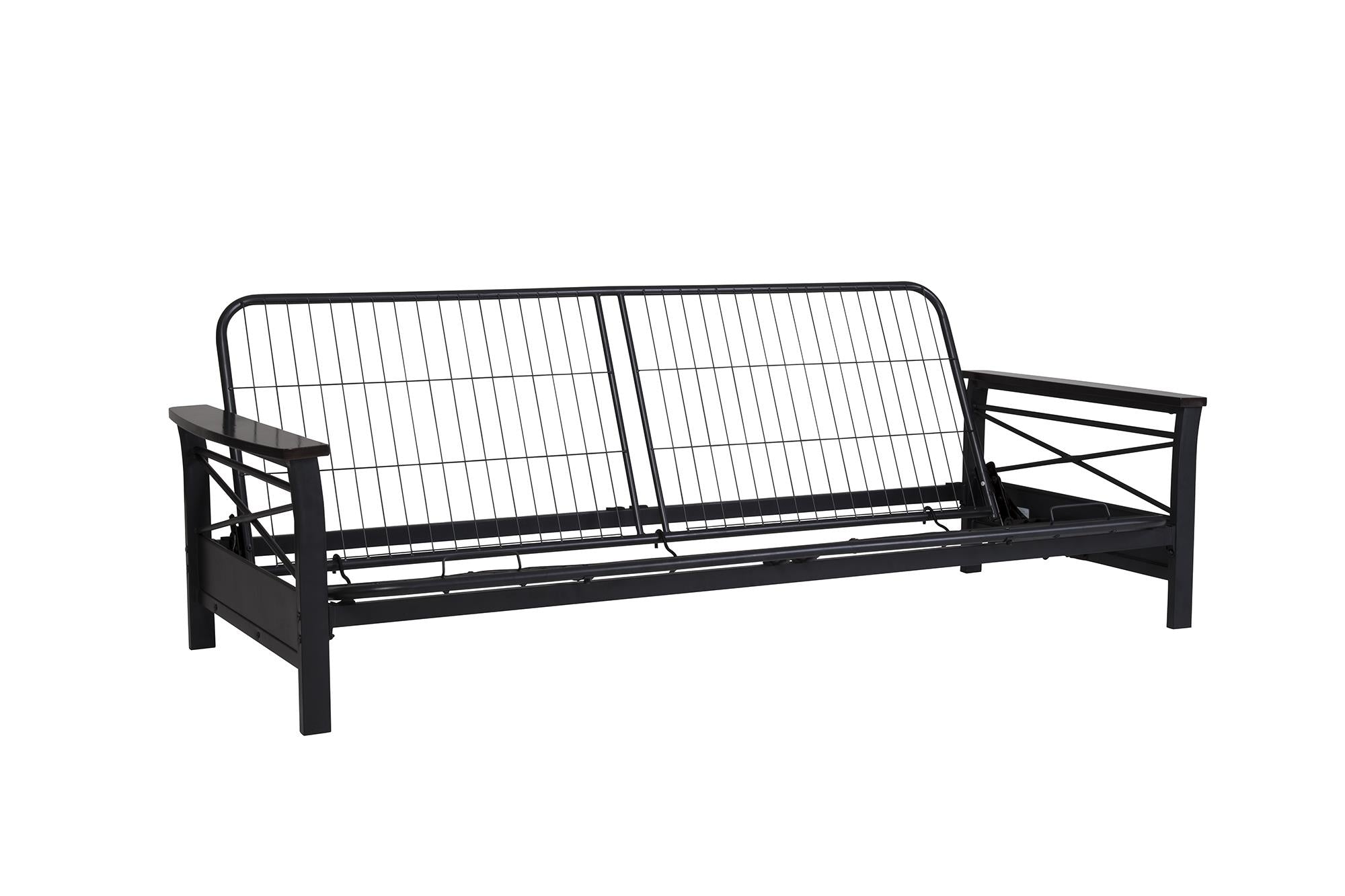 DHP Nadine Metal Futon Frame with Wood Arms - Black - Full