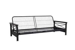 DHP Nadine Metal Futon Frame with Wood Arms - Black - Full