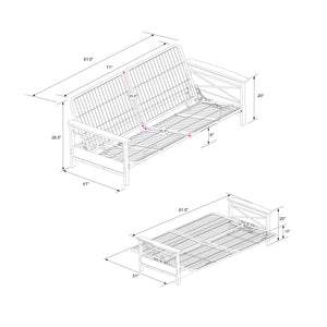 DHP Nadine Metal Futon Frame with Wood Arms - Black - Full