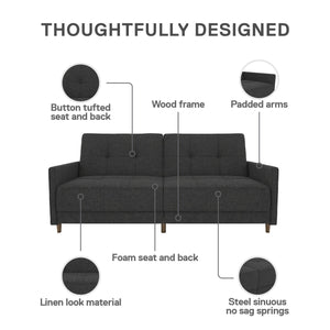DHP Andora Futon Sofa Bed - Dark Gray