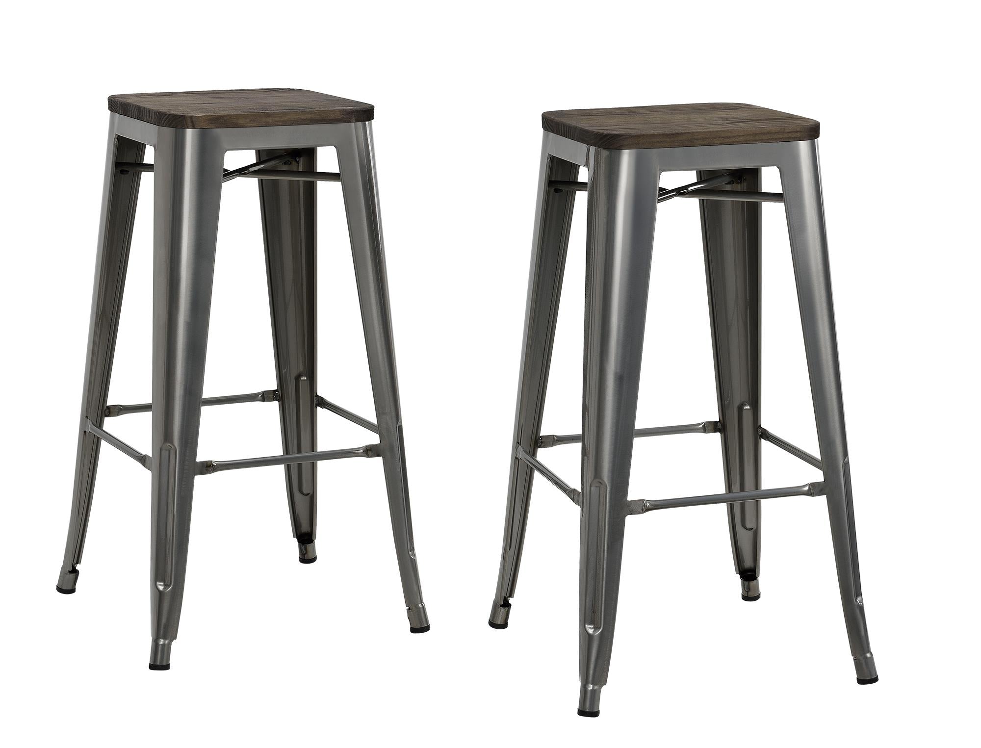 DHP Fusion 30" Stackable Bar Stools, Set of 2 - Silver