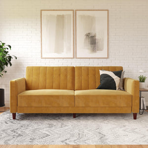 DHP Pin Tufted Futon Sofa Bed - Mustard