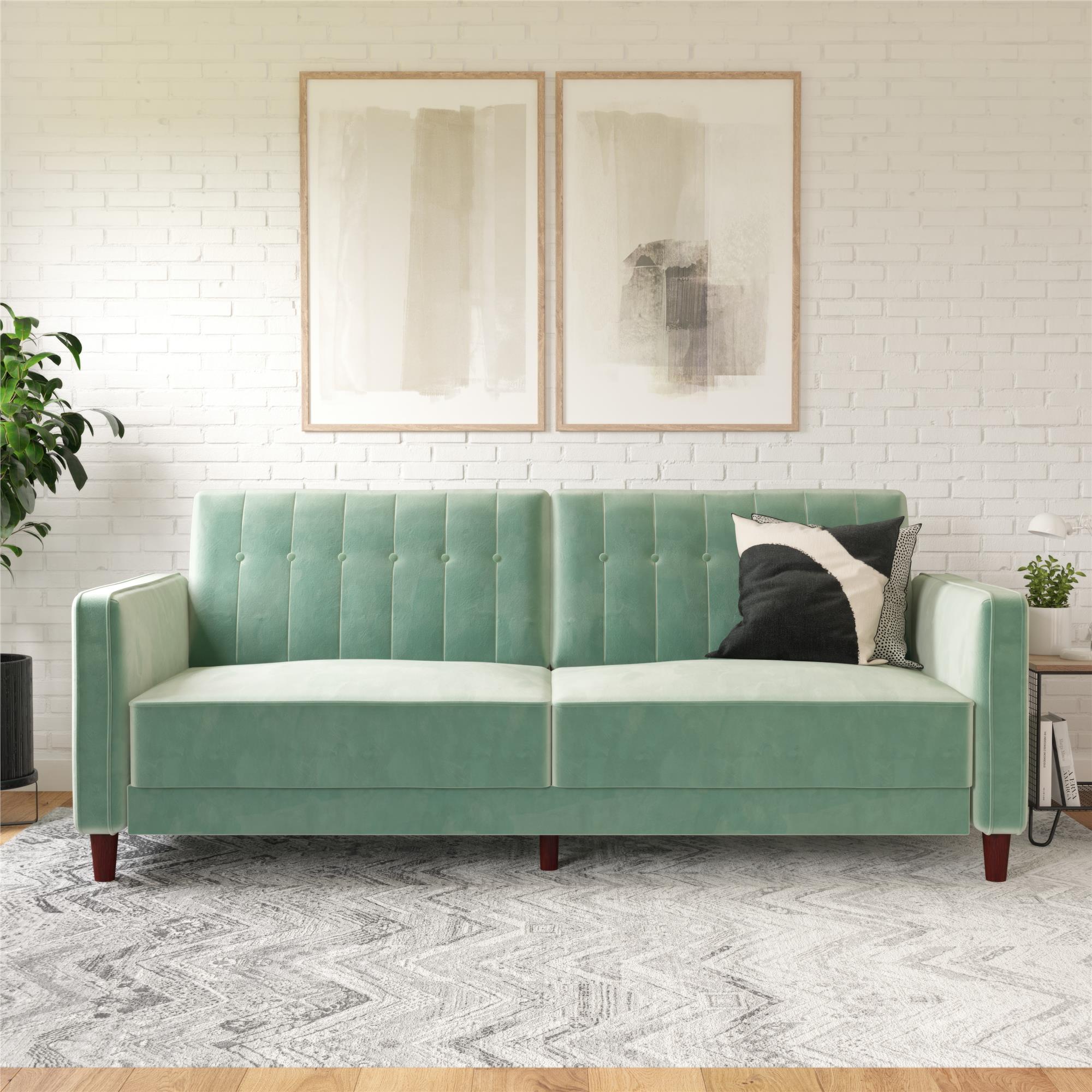 DHP Pin Tufted Futon Sofa Bed - Light Green