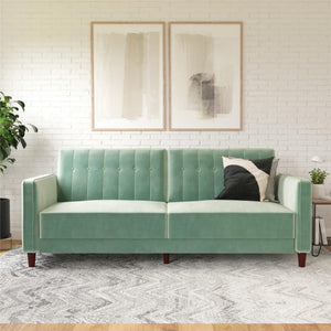 DHP Pin Tufted Futon Sofa Bed - Light Green