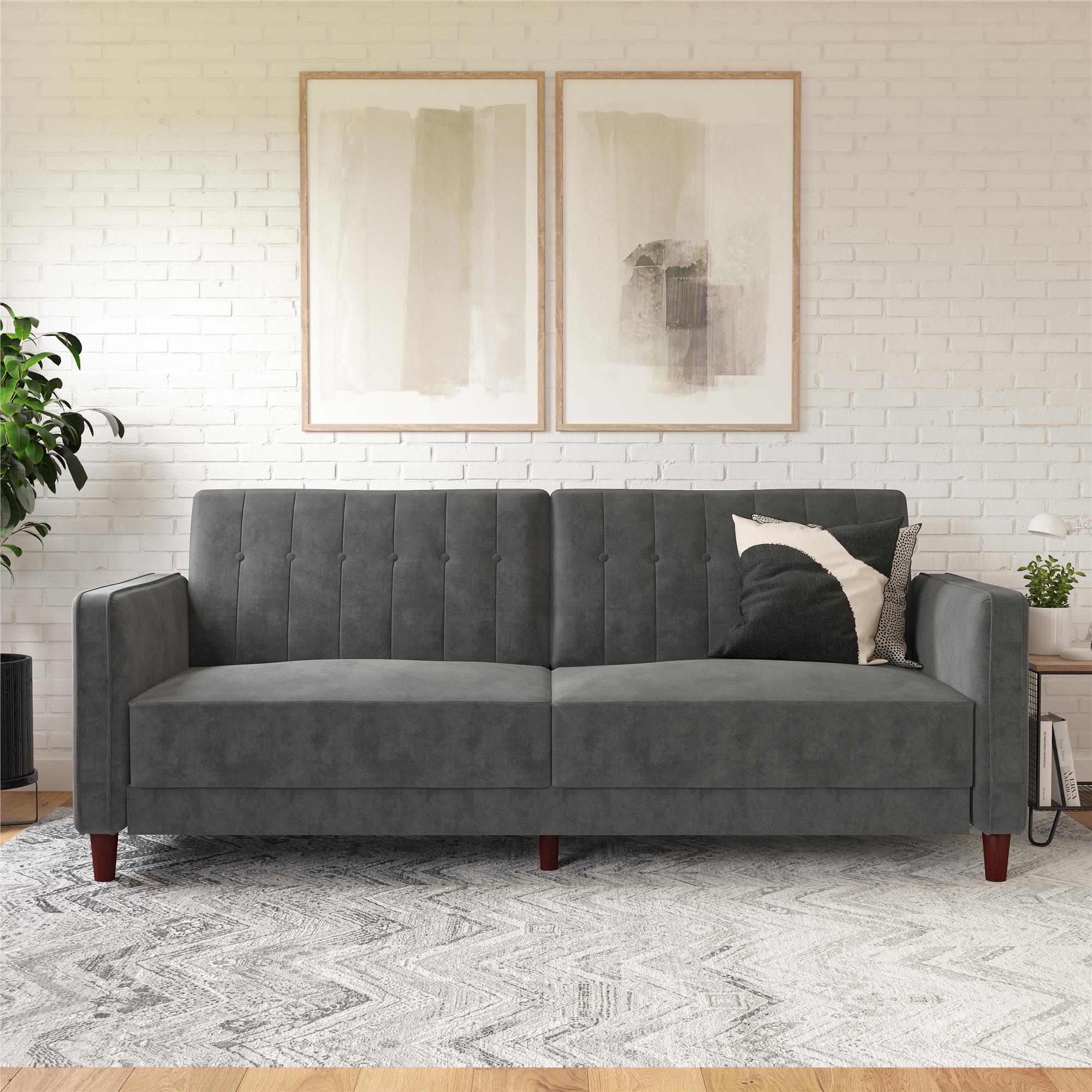 DHP Pin Tufted Futon Sofa Bed - Dark Gray