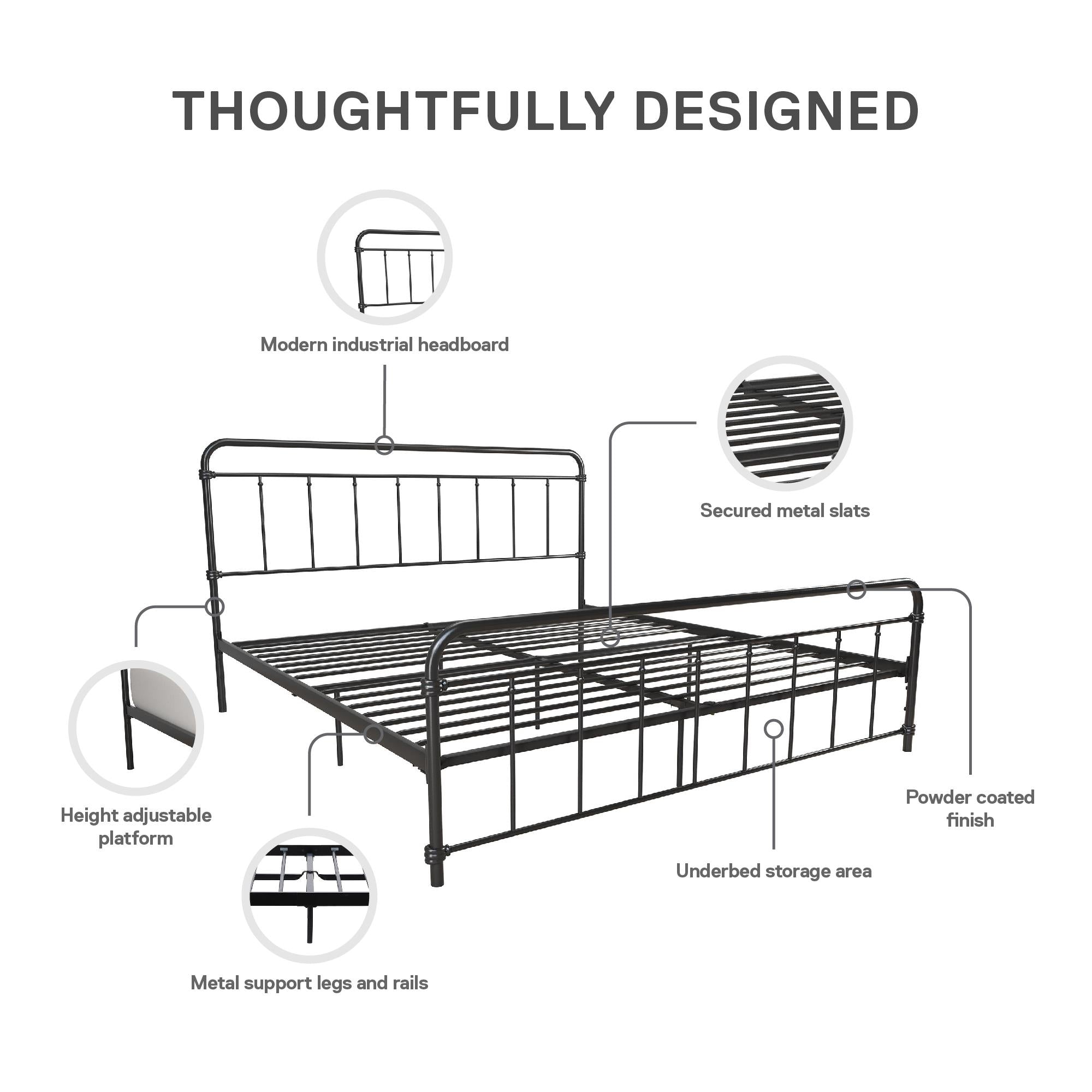 DHP Wallace Metal Bed Frame - Black - King