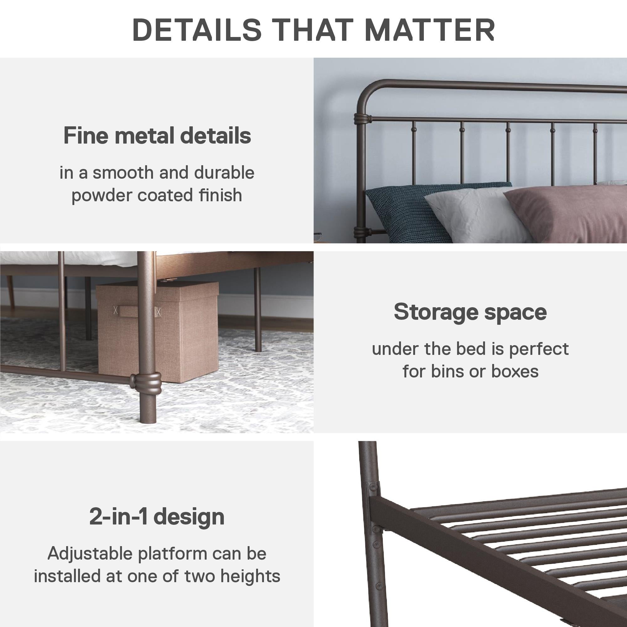 DHP Wallace Metal Bed Frame - Bronze - King