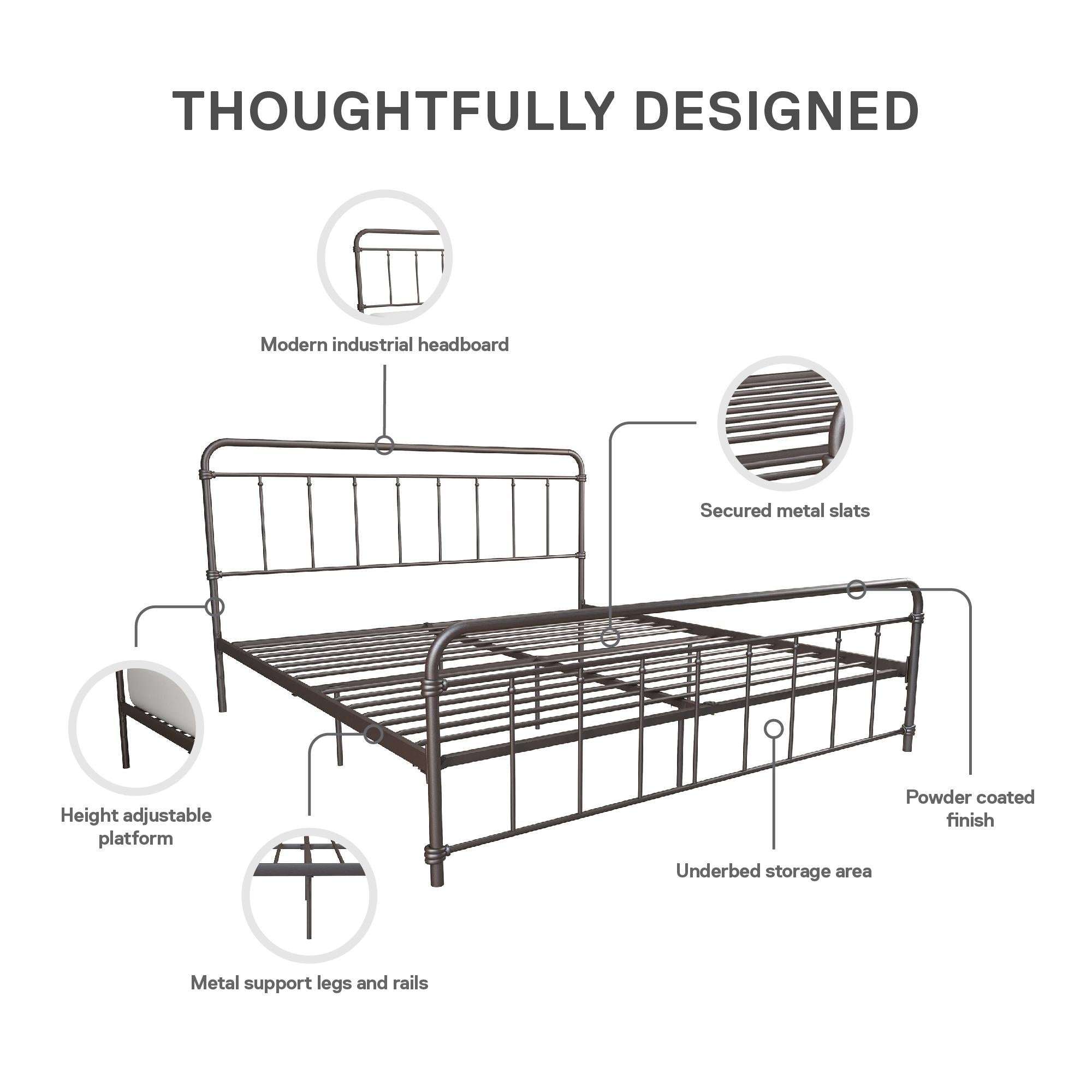 DHP Wallace Metal Bed Frame - Bronze - King