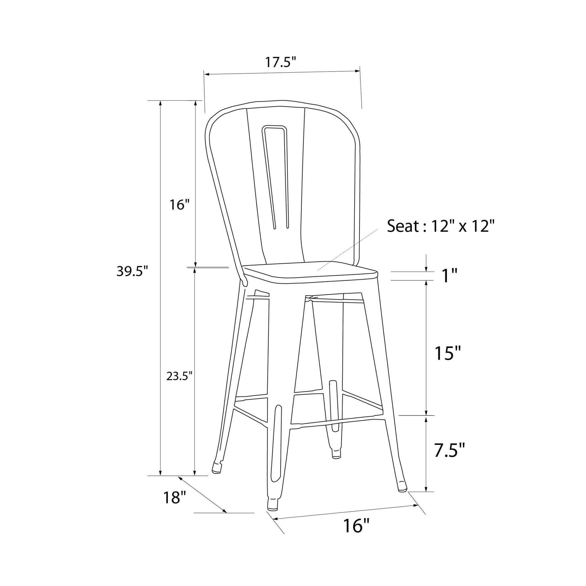 DHP Luxor 24"  Counter Height Bar Stool, Set of 2 - Antique Gun Metal