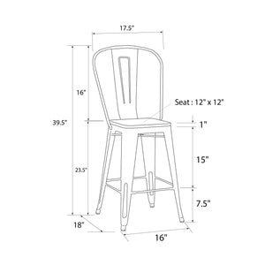 DHP Luxor 24"  Counter Height Bar Stool, Set of 2 - Antique Gun Metal