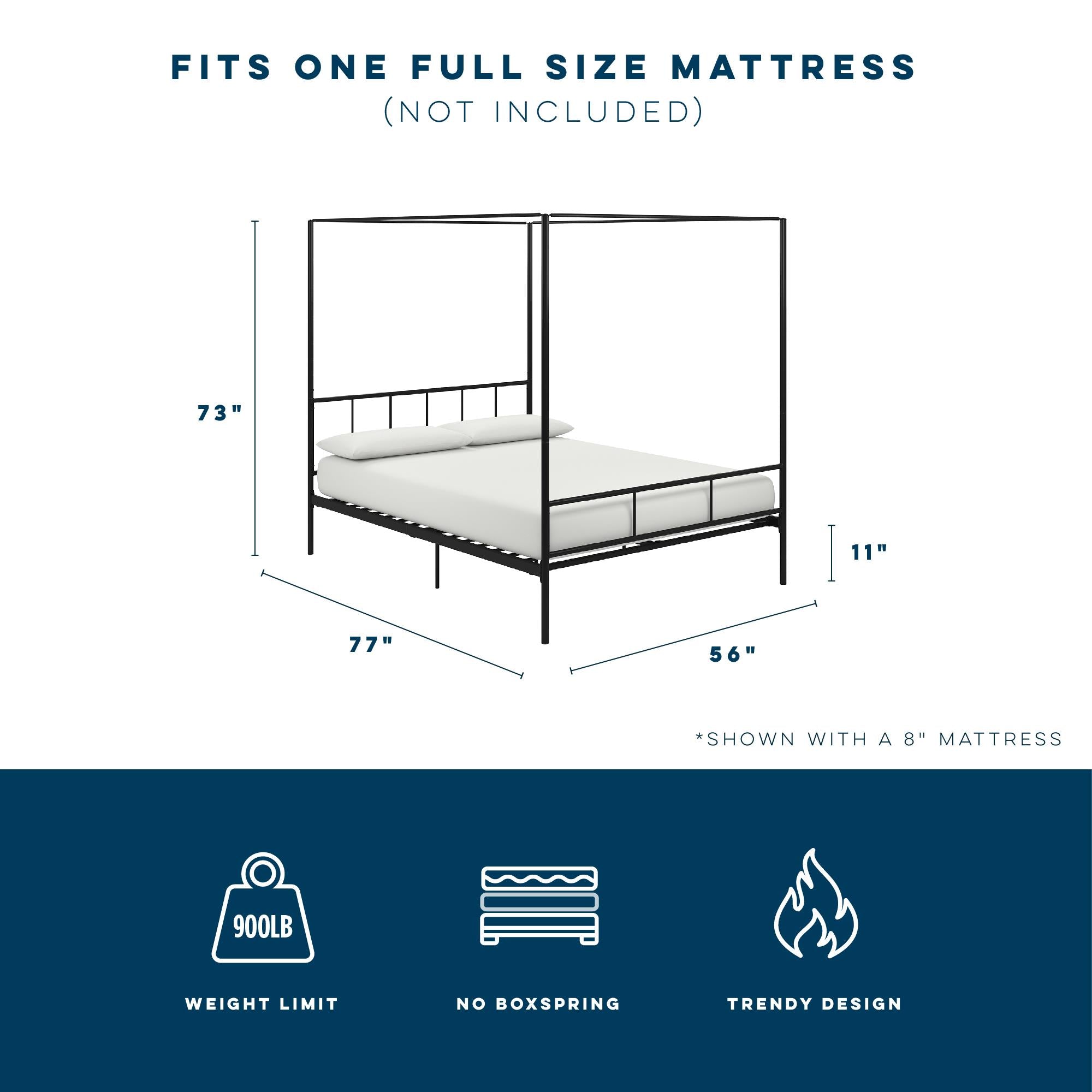 Novogratz Marion Canopy Bed - Black - Full
