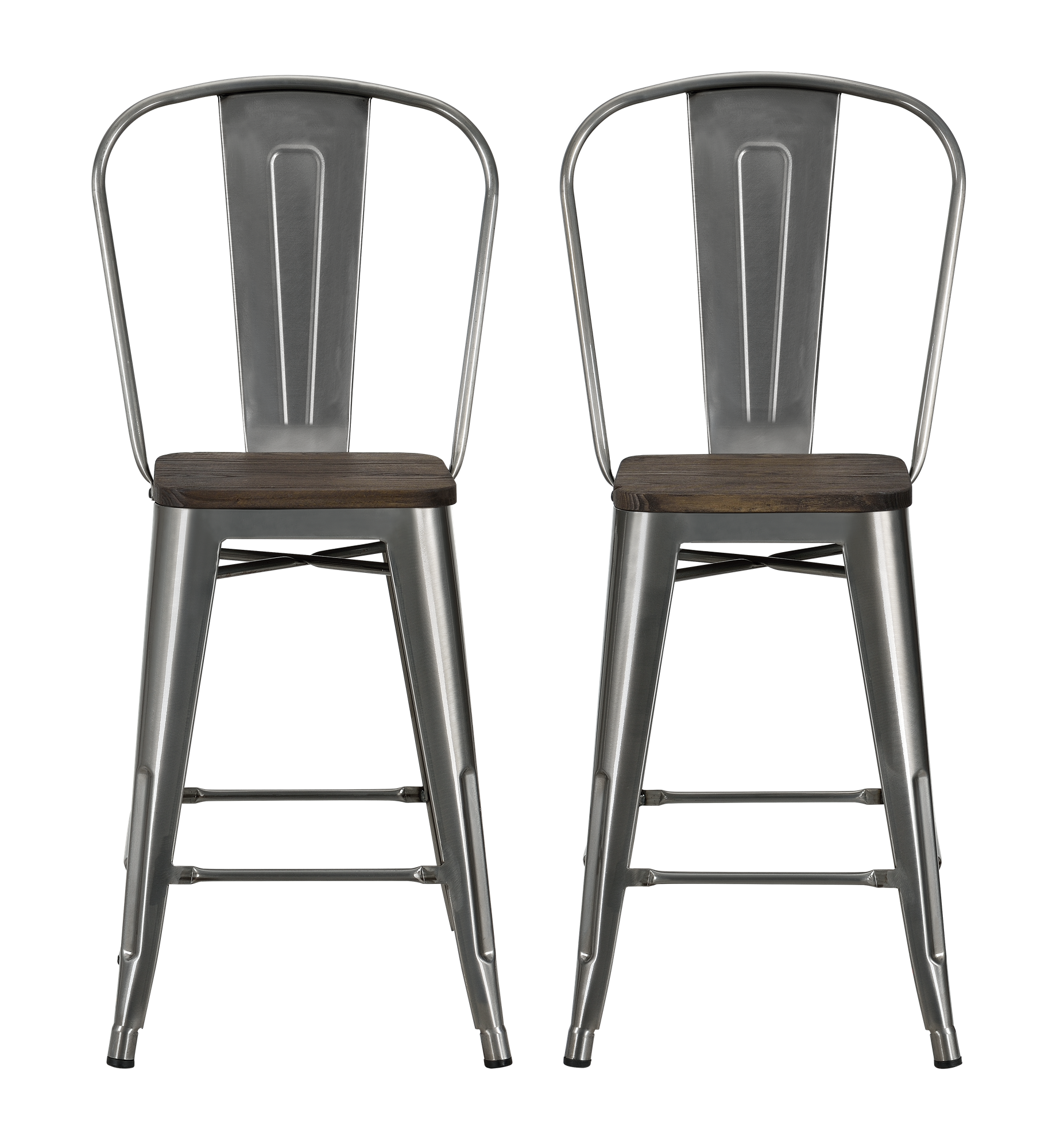 DHP Luxor 24"  Counter Height Bar Stool, Set of 2 - Antique Gun Metal