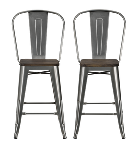 DHP Luxor 24"  Counter Height Bar Stool, Set of 2 - Antique Gun Metal