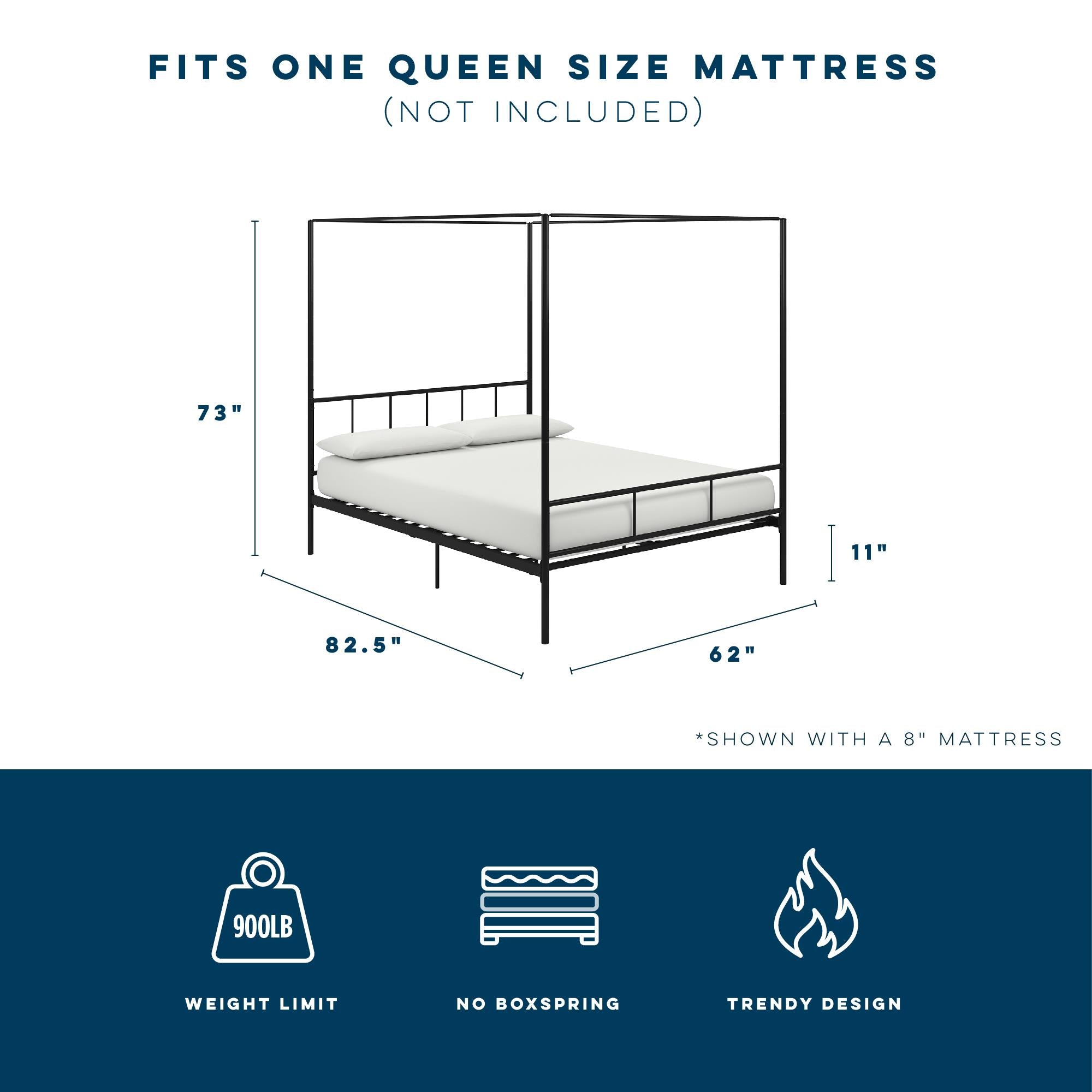 Novogratz Marion Canopy Bed - Black - Queen