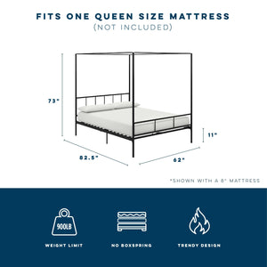 Novogratz Marion Canopy Bed - Black - Queen