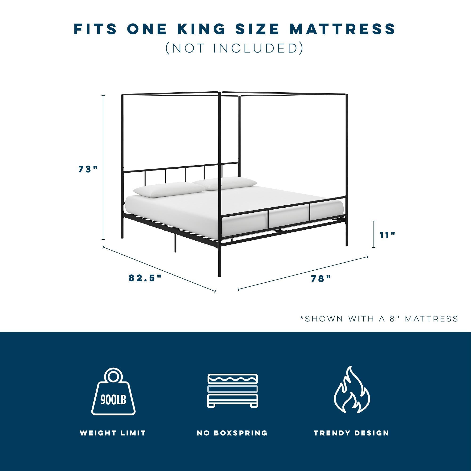 Novogratz Marion Canopy Bed - Black - King