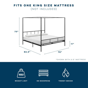Novogratz Marion Canopy Bed - Black - King
