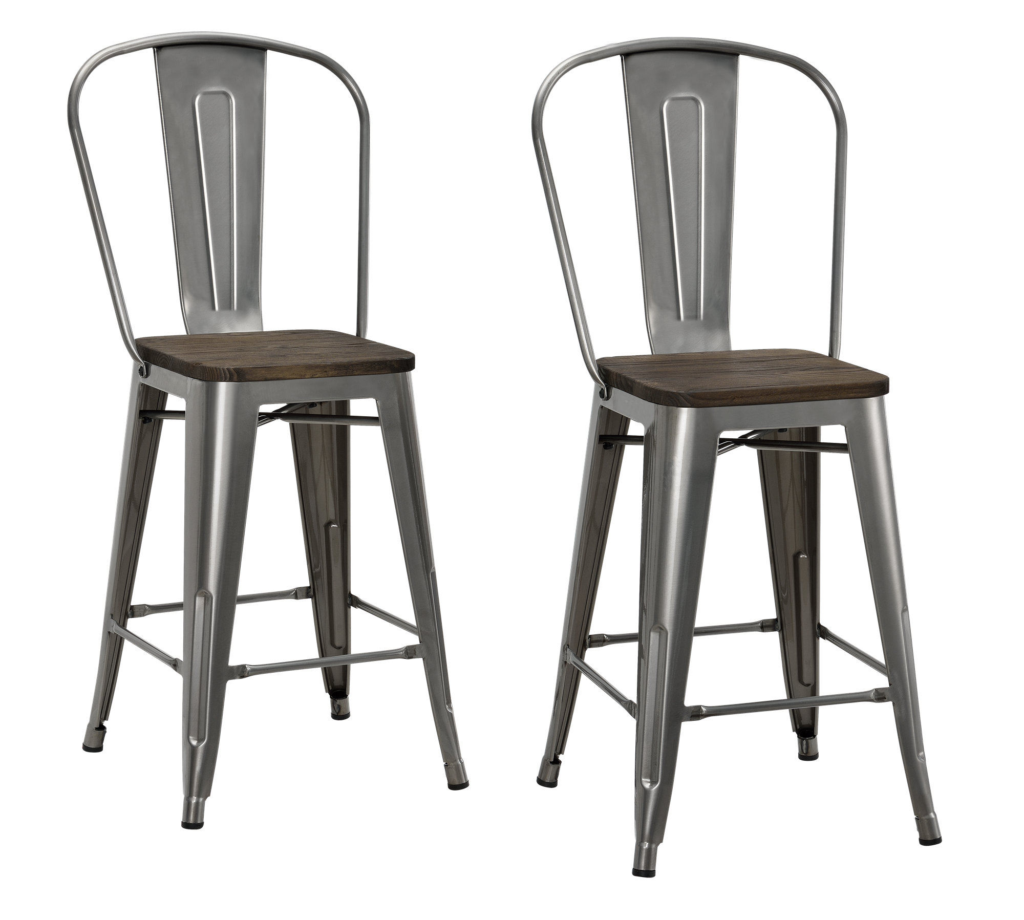 DHP Luxor 24"  Counter Height Bar Stool, Set of 2 - Antique Gun Metal