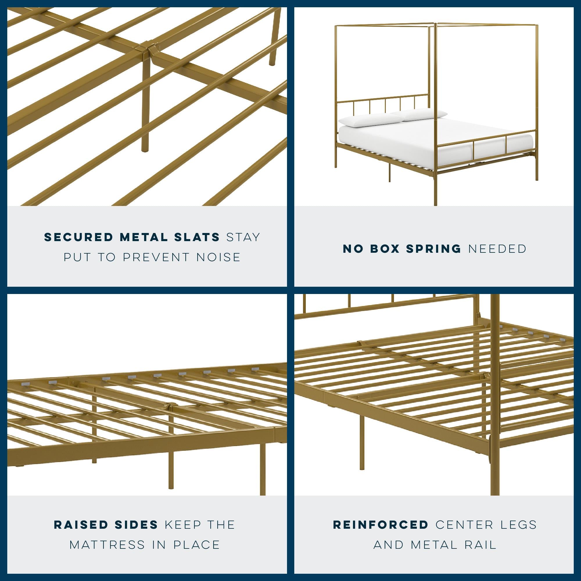 Novogratz Marion Canopy Bed - Gold - Queen